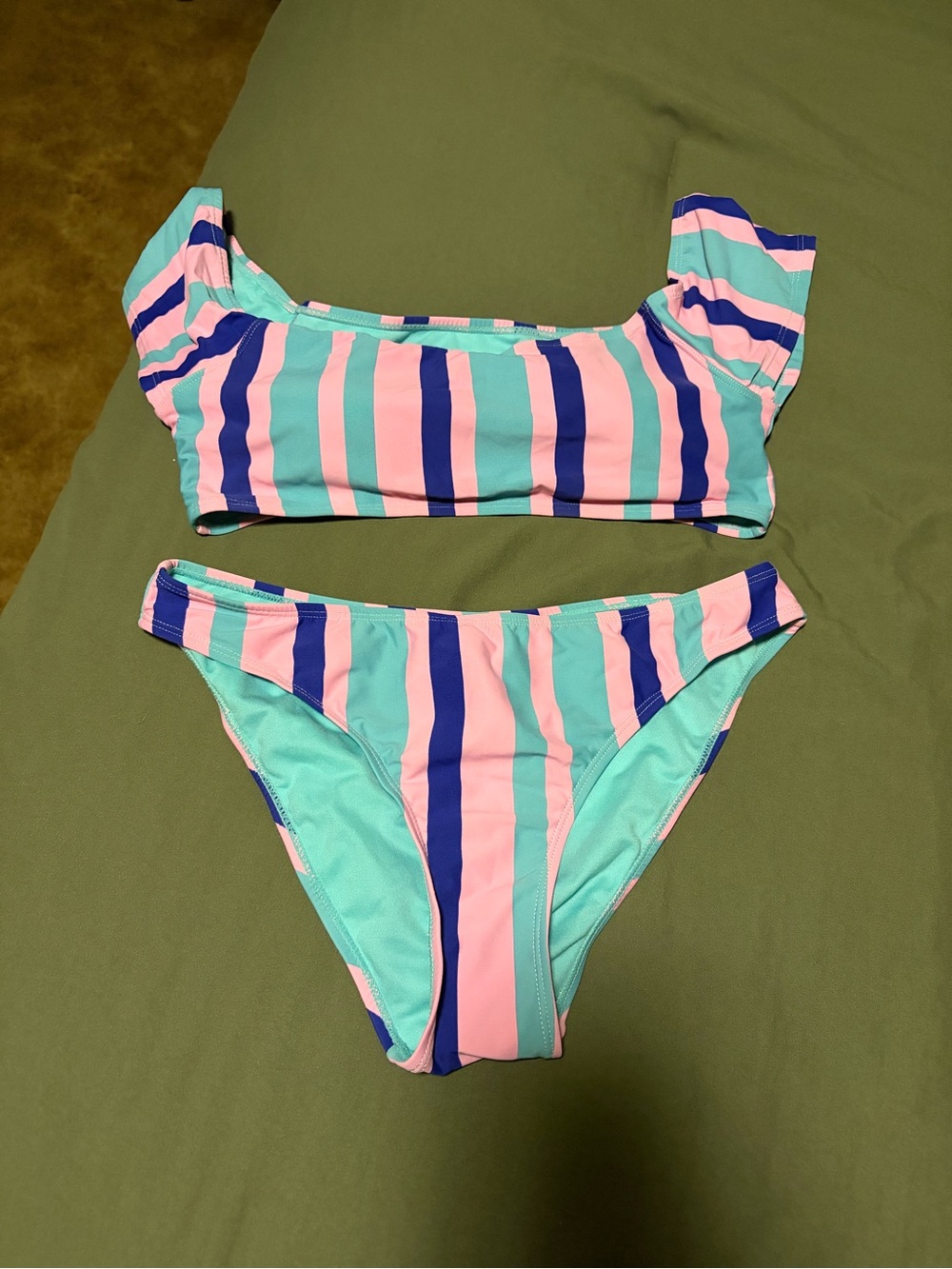 envy Striped Swim Bikini in Mint, Pink & Navy